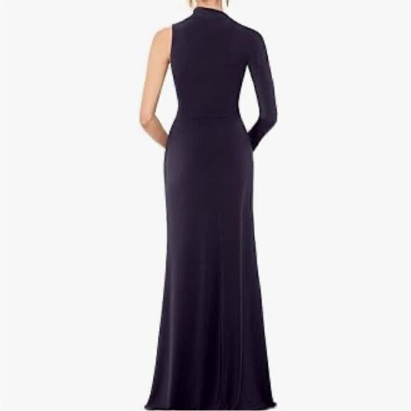 NWT Betsy & Adam Long Jersey Asymmetrical Sleeve Gown - Picture 4 of 10